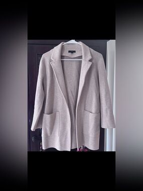 J. Crew Neutral Taupe Open-Front Knit Cardigan Coatigan